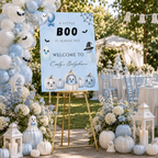 Little Boo Blue Baby Shower Welcome Sign